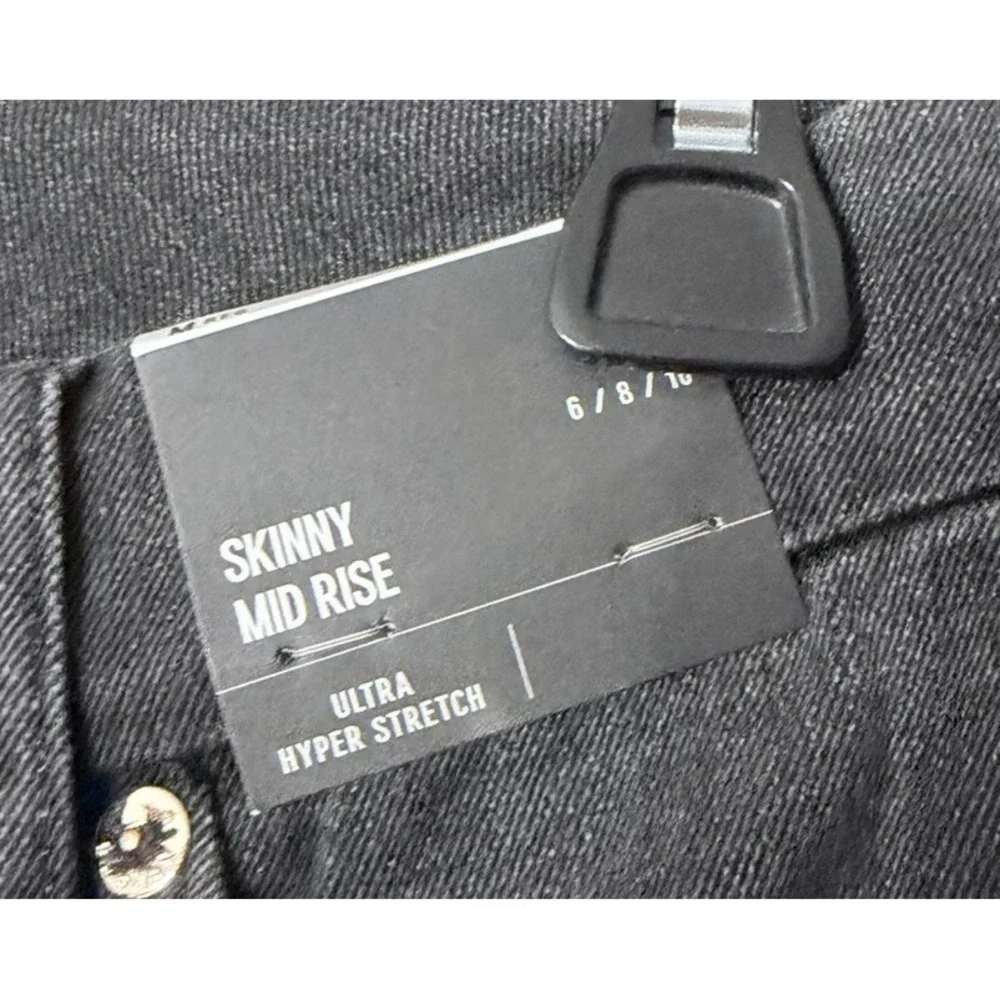 NWT Express Skinny Mid Rise Womens Stretch Black Flexx Jeans Denim Size M 6/8/10 - Picture 7 of 11